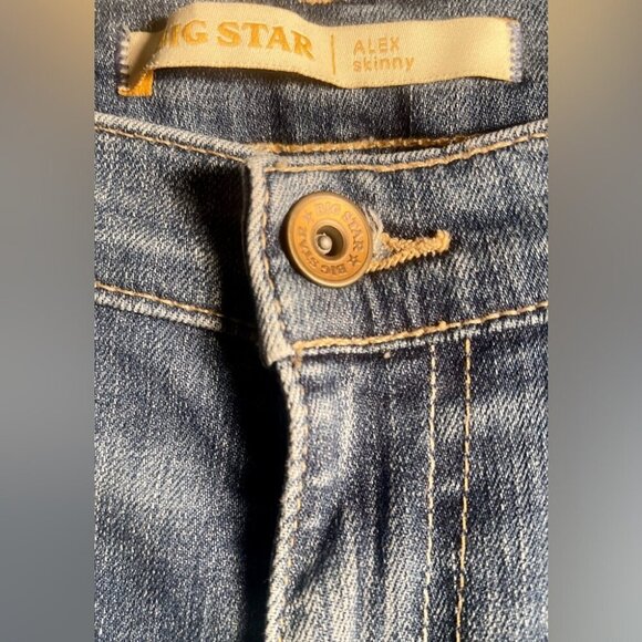 Big Star Blue Slim Jeans with Fading Medium Wash Stretch Tapered Whiskering 30 - Picture 4 of 5